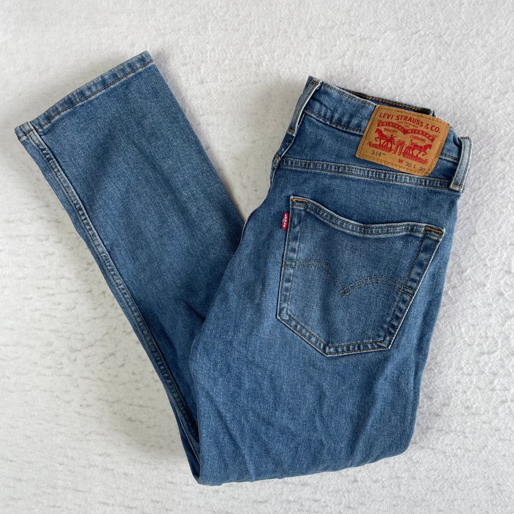 Levi's 514 Straight Leg Jeans Mens 30x30 Blue Denim Stretch Casual Classic
